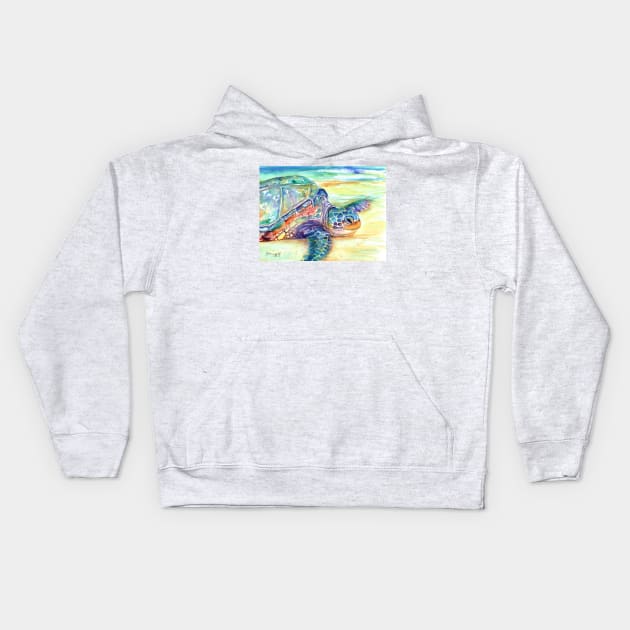 Rainbow Sea Turtle 2 Kids Hoodie by KauaiArtist